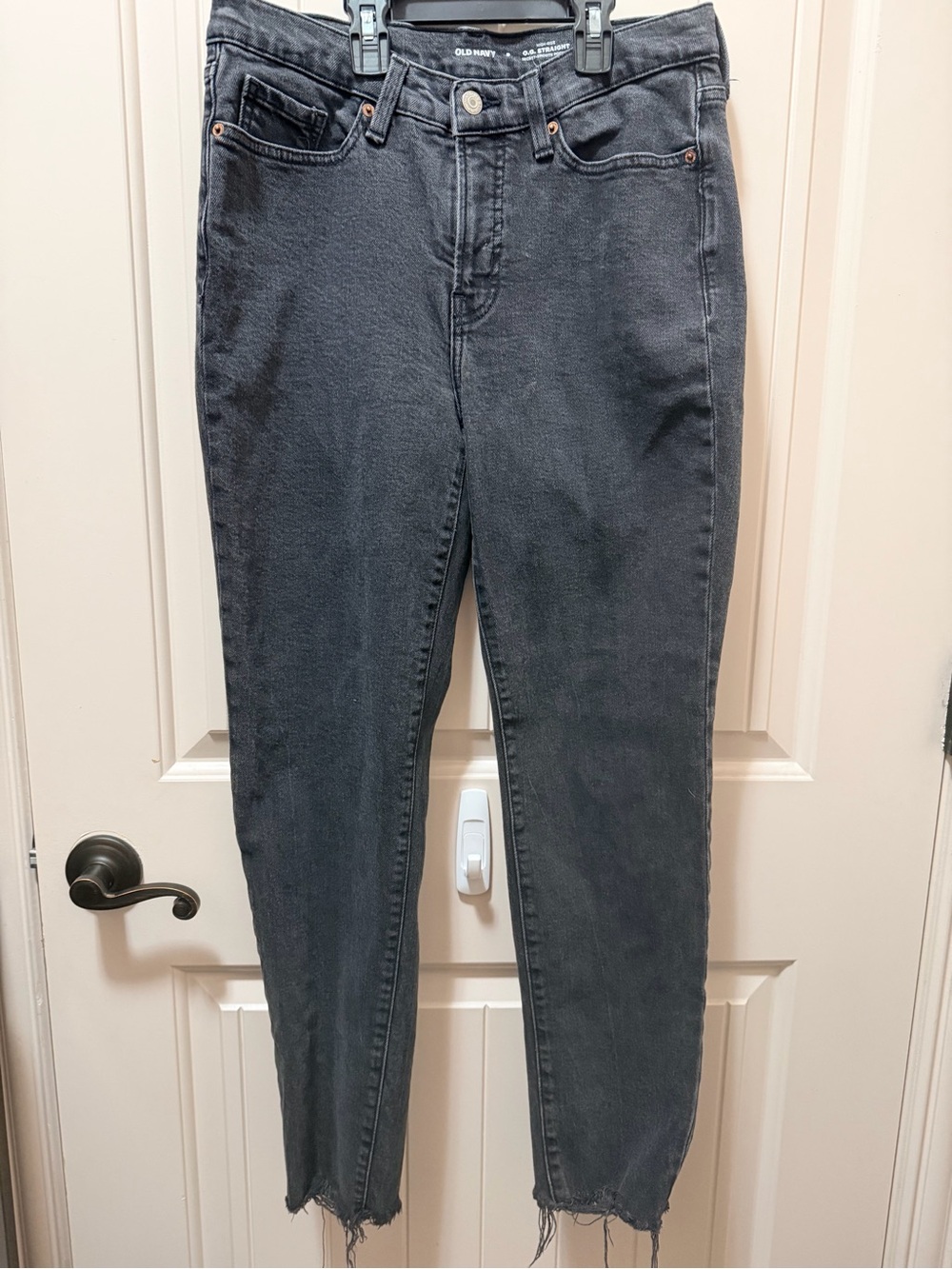 Old Navy Black High-Rise O.G. Straight Jeans with Raw Hem
